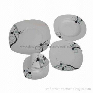 20-piece Porcelain Dinnerware Set with Cut Decal, OEM Orders Welcomed